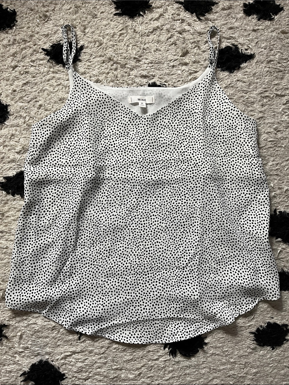 MINE size Medium White Camisole with Black Polka Dots